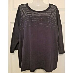 Studio Works Women's Top Silver Studded Design Short Sleeve Plus Size 2X